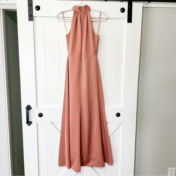 Anthropologie x Sachin + Babi Esme Gown Satin Charmeuse Pink Halter Maxi Size 2 - Picture 5 of 9